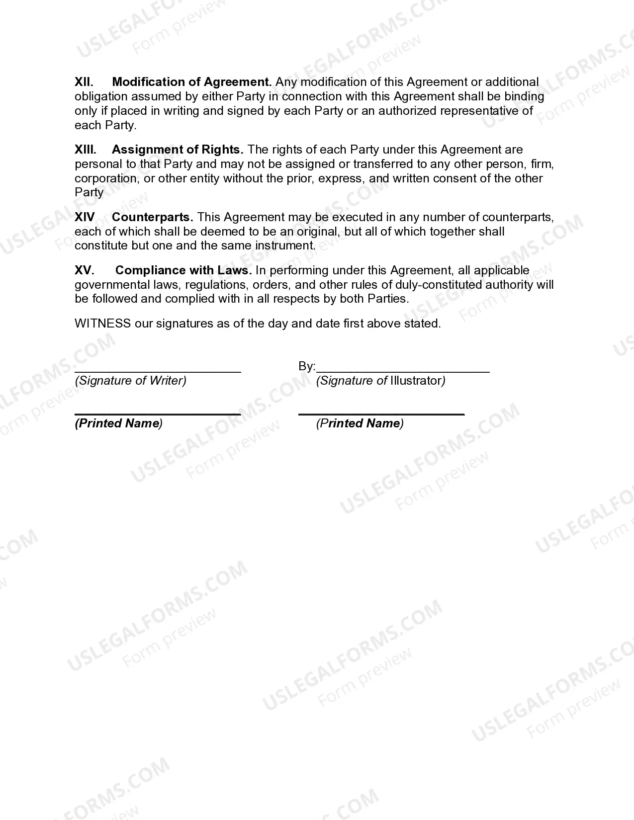 Preview Illustrator and Author Agreement