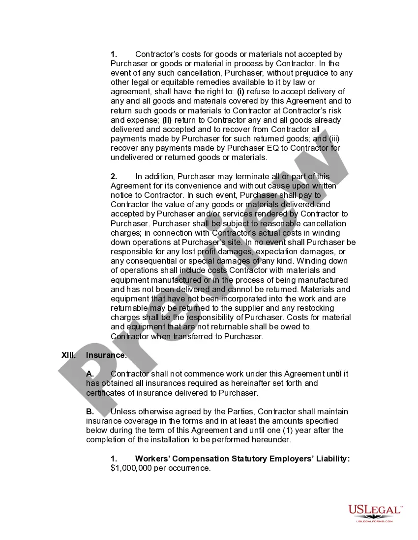 Preview Agreement to Furnish and Install Equipment