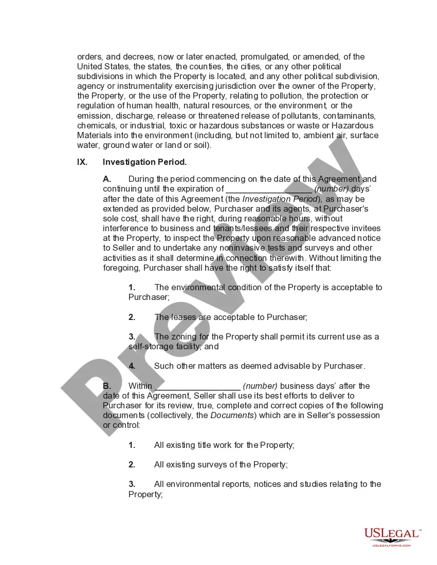 Get Contract for the Sale of Self Storage Facility Preview Contract for the Sale of Self Storage Facility