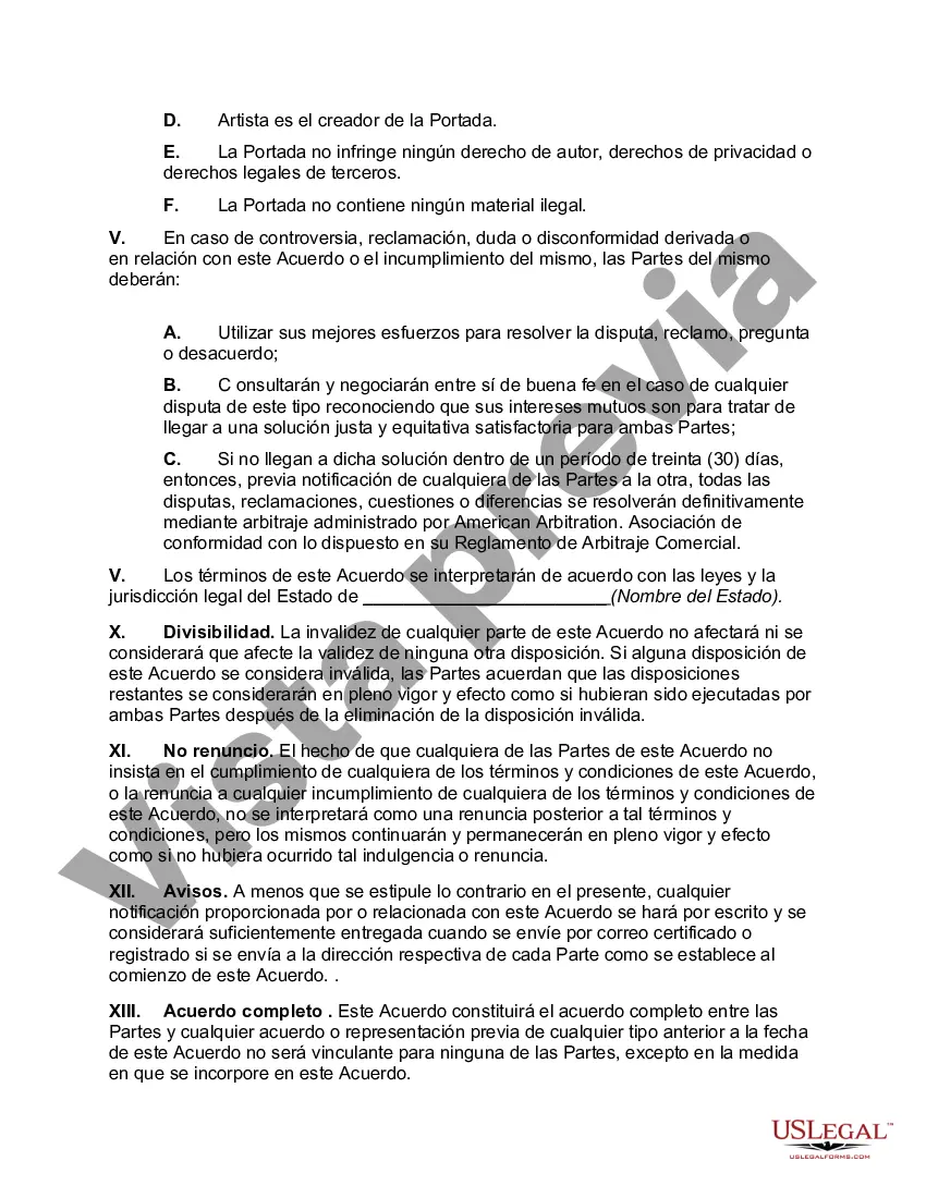 Preview Acuerdo de diseño de portada de libro