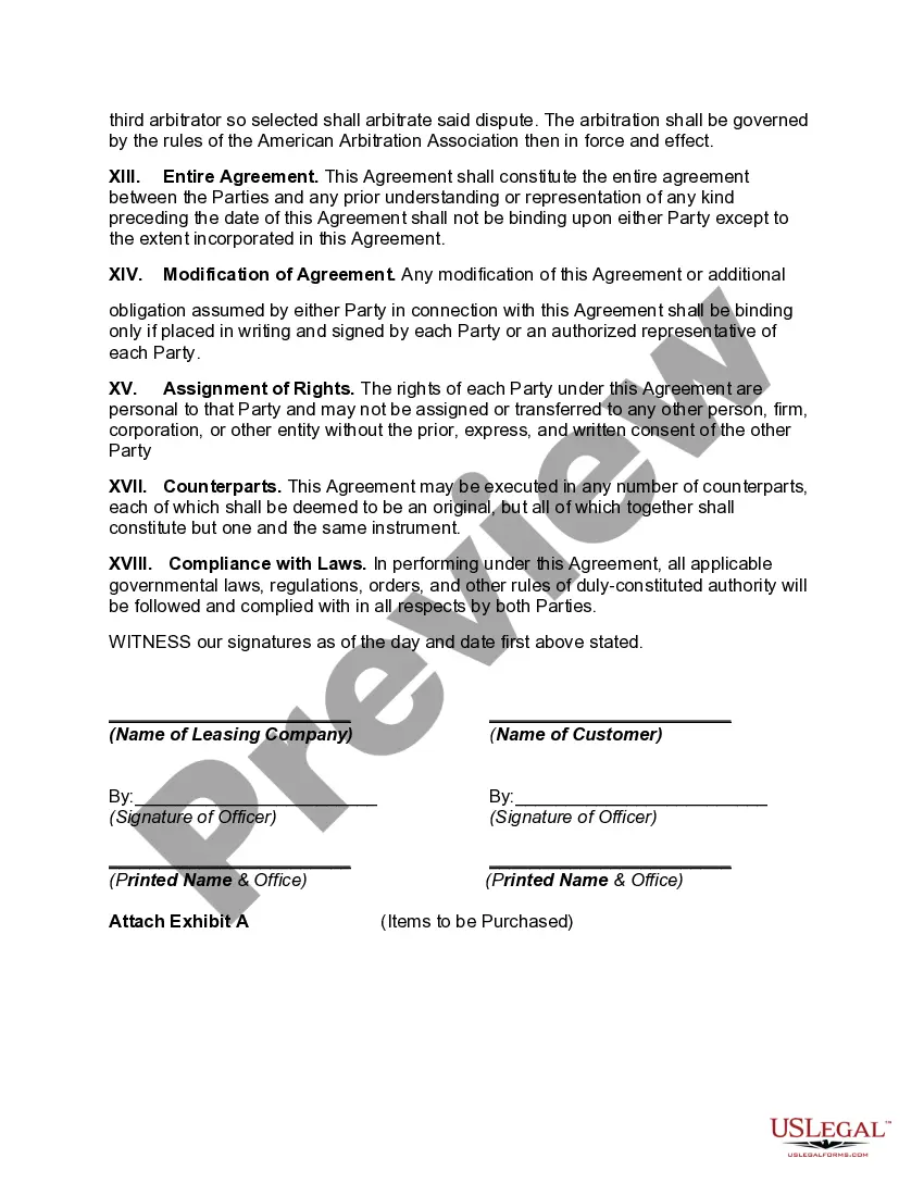 Preview Lease and Buy Agreement