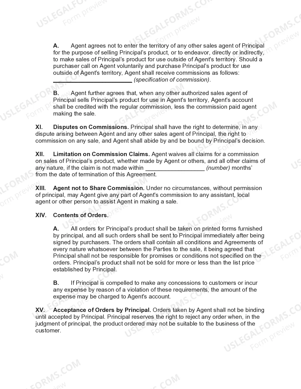 Preview Sales Agency Agreement with General Agent