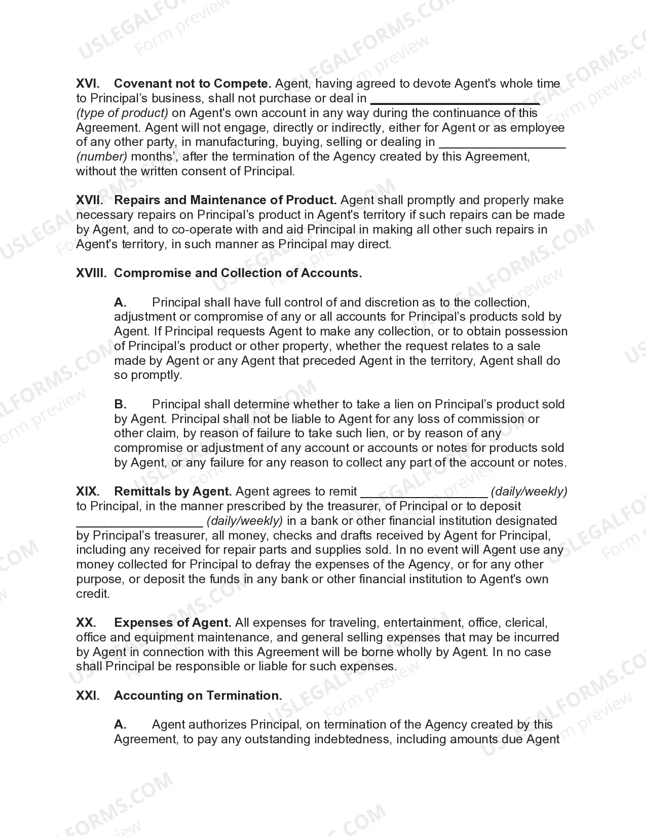 Preview Sales Agency Agreement with General Agent