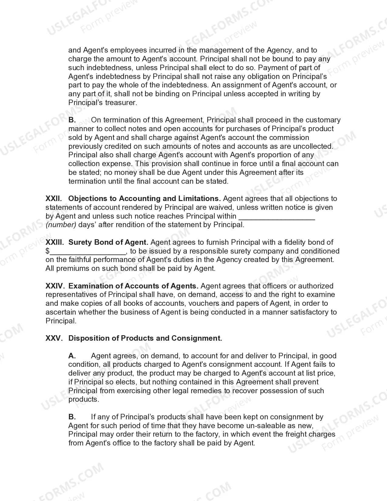 Preview Sales Agency Agreement with General Agent