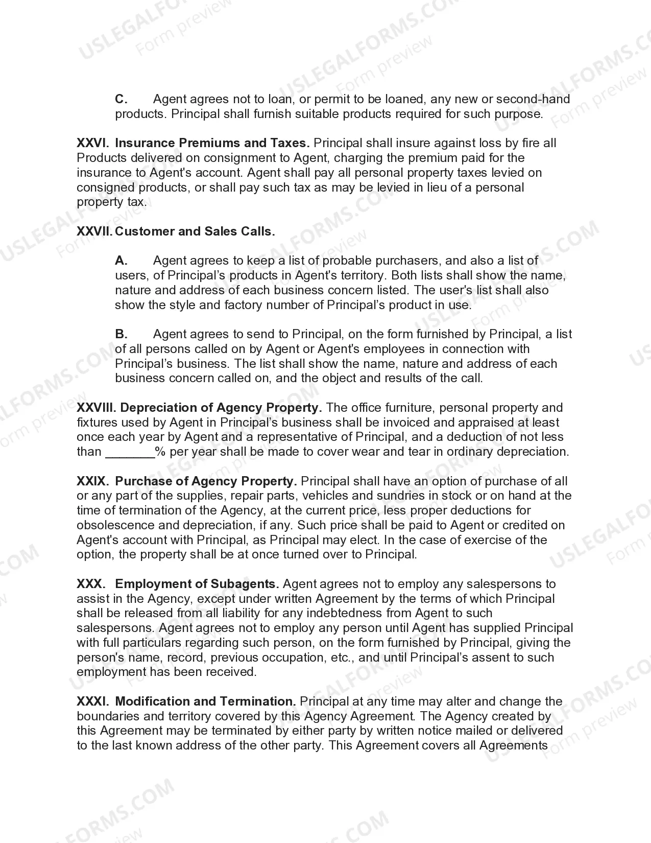 Preview Sales Agency Agreement with General Agent