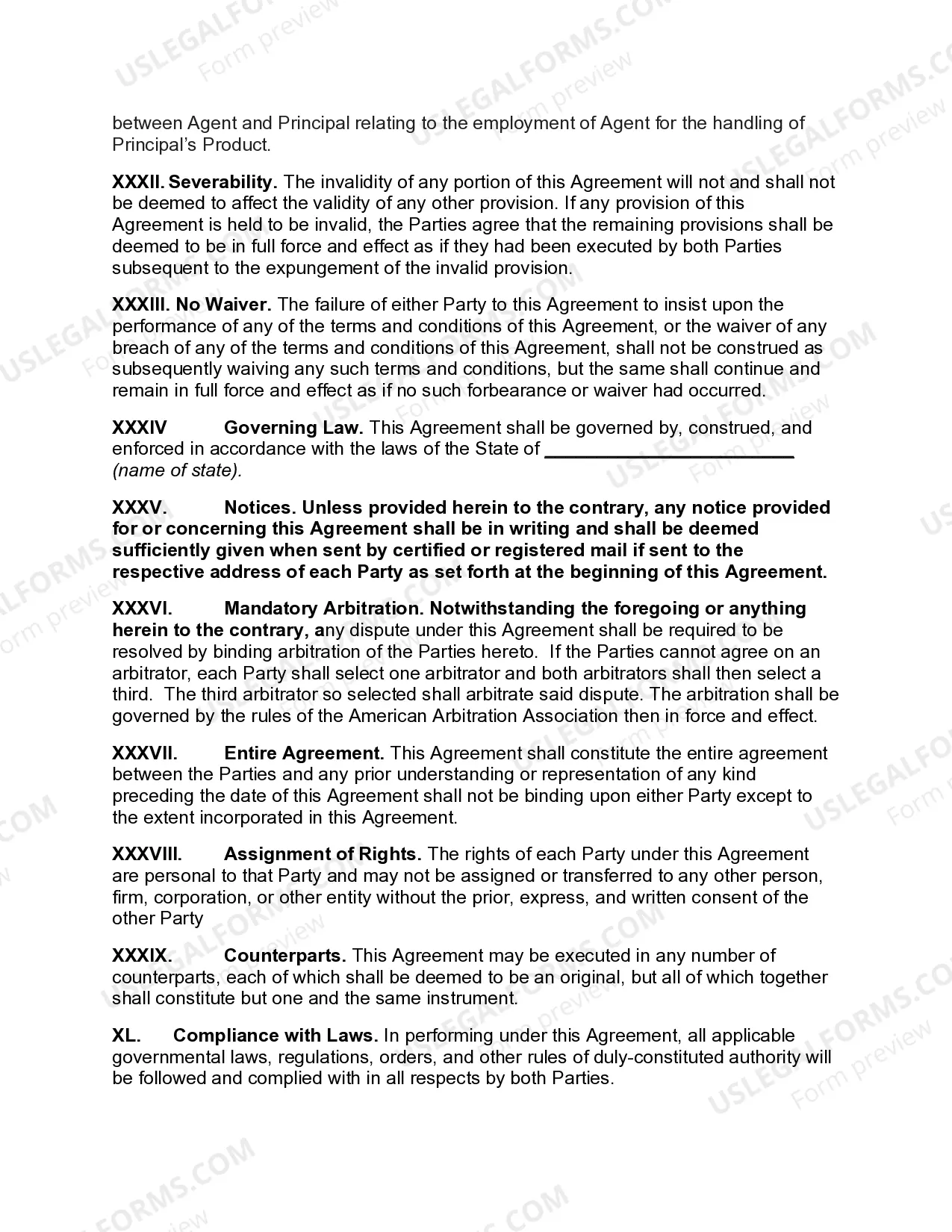 Preview Sales Agency Agreement with General Agent