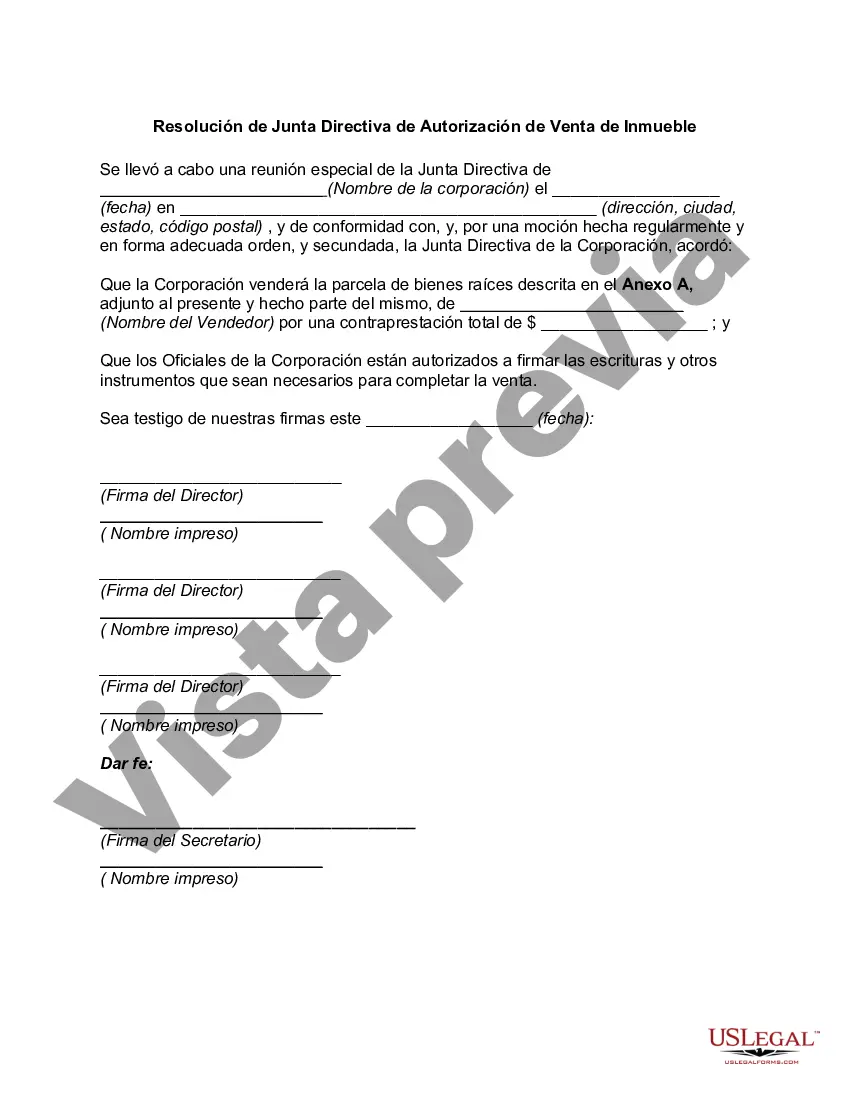 Preview Resolución de Junta Directiva de Autorización de Venta de Inmueble