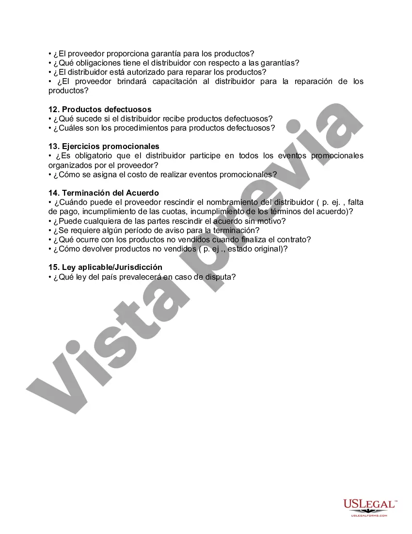 Preview Lista de verificación para un acuerdo de distribución