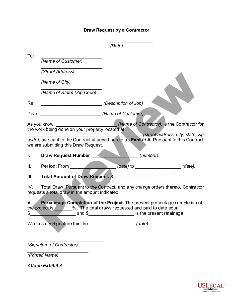 South Carolina Draw Request by a Contractor US Legal Forms