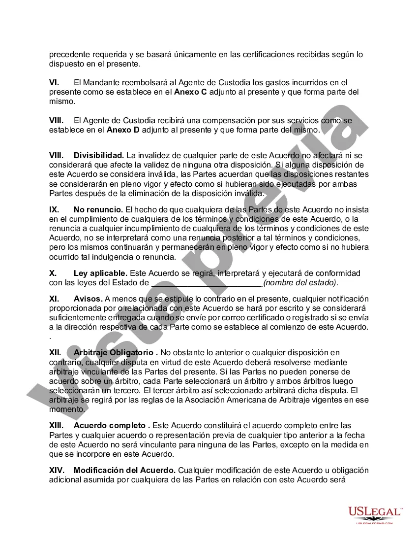 Preview Acuerdo de depósito en garantía e instrucciones