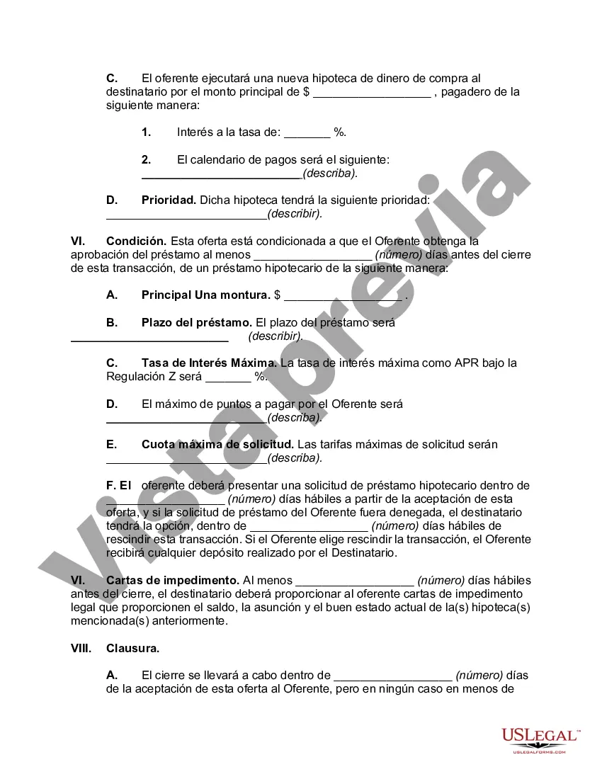 Preview Oferta de Compra de Bienes Raíces