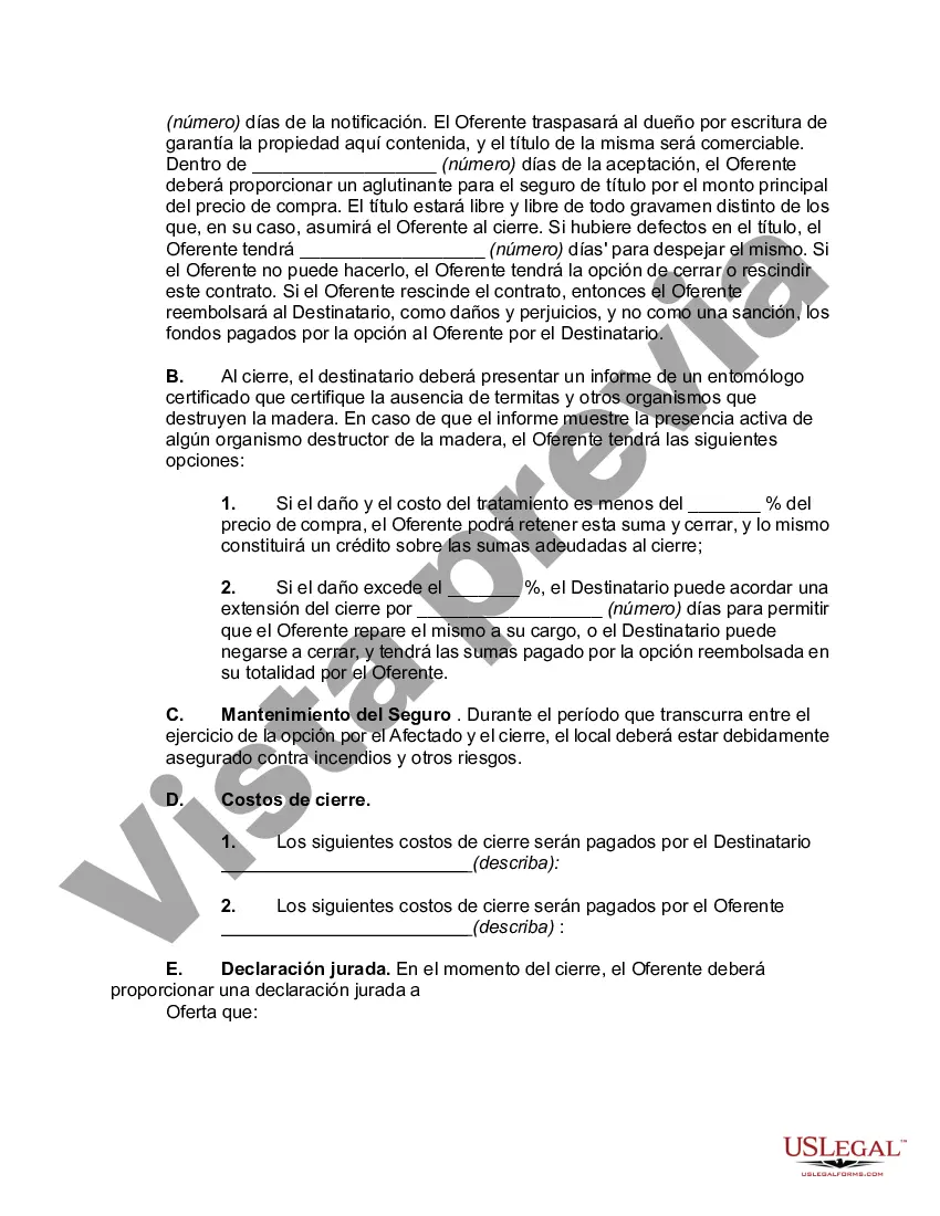 Preview Oferta de Compra de Bienes Raíces