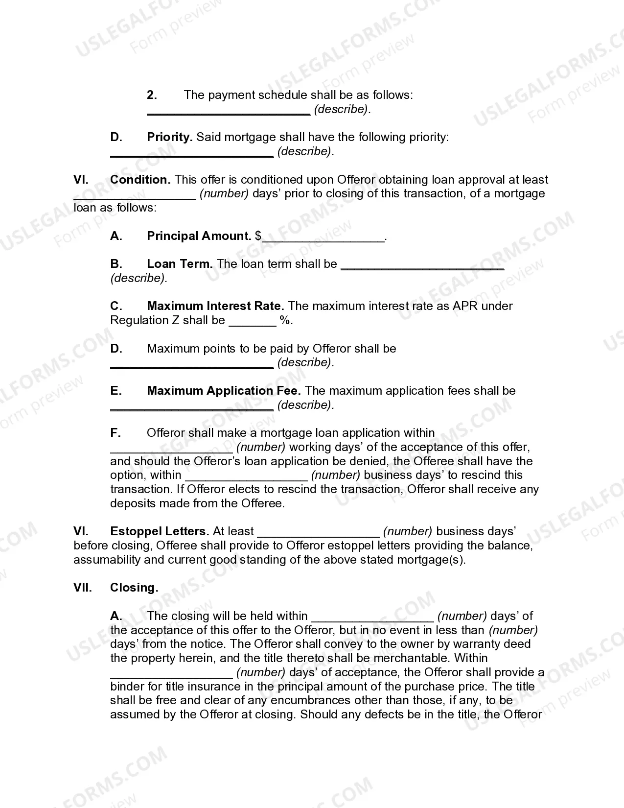 Preview Offer to Purchase Real Estate