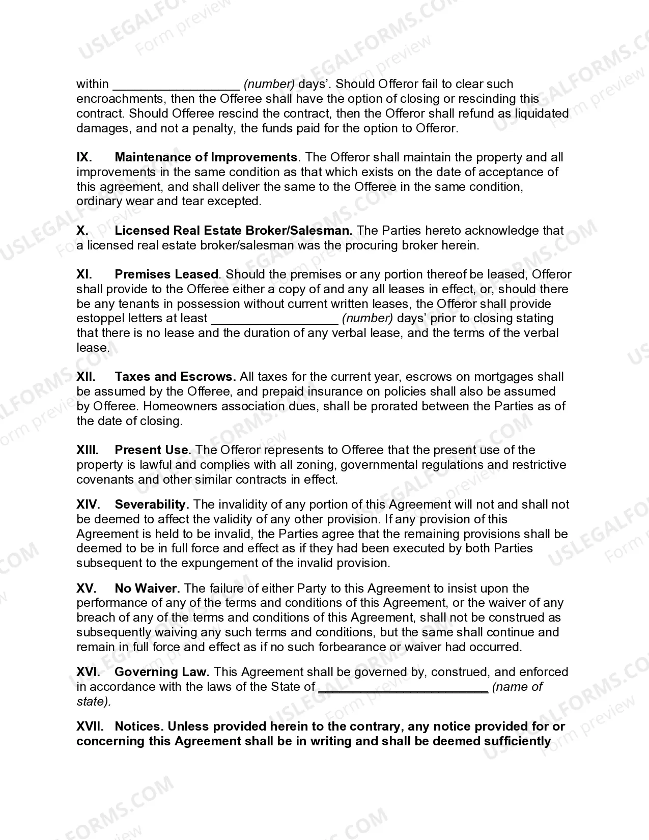 Preview Offer to Purchase Real Estate