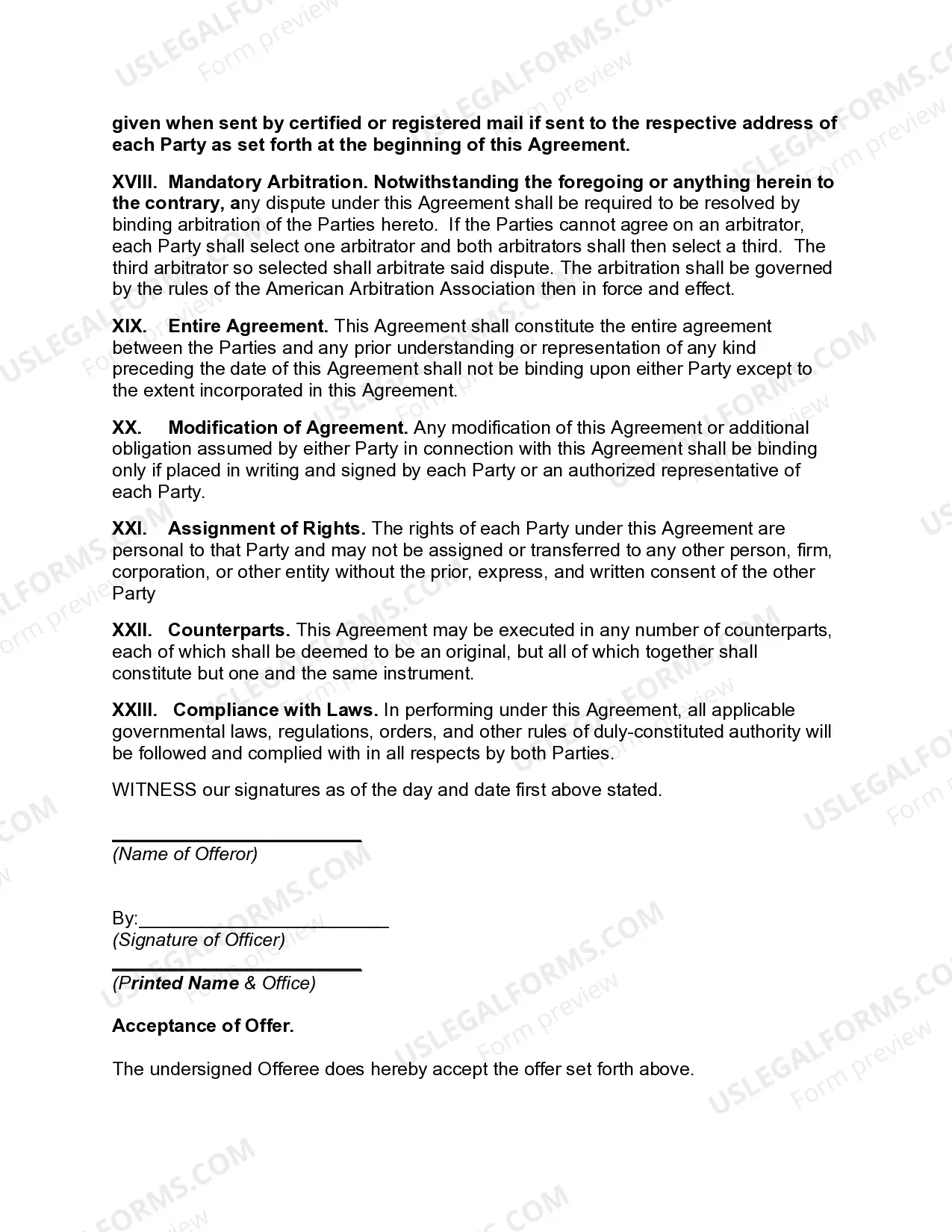 Preview Offer to Purchase Real Estate