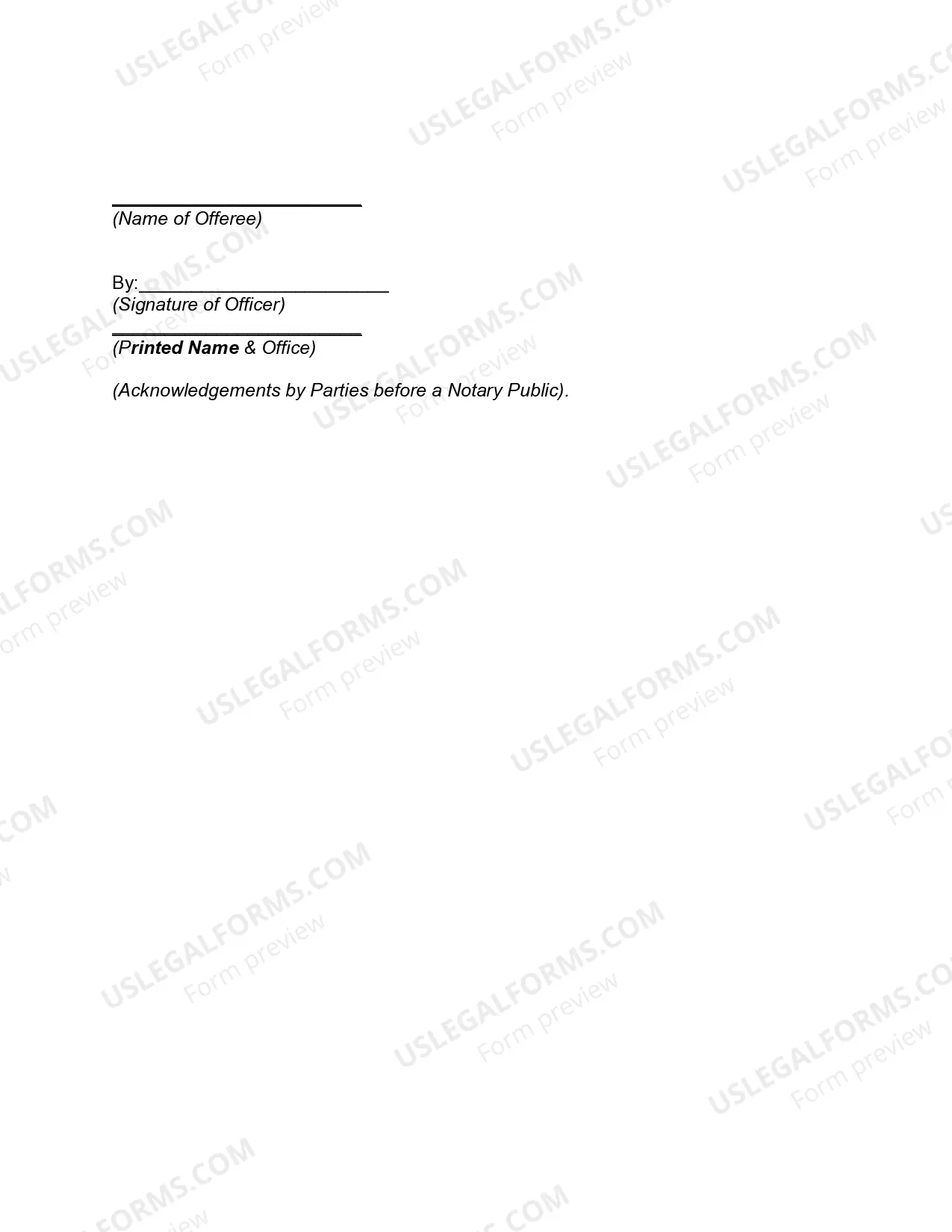 Preview Offer to Purchase Real Estate