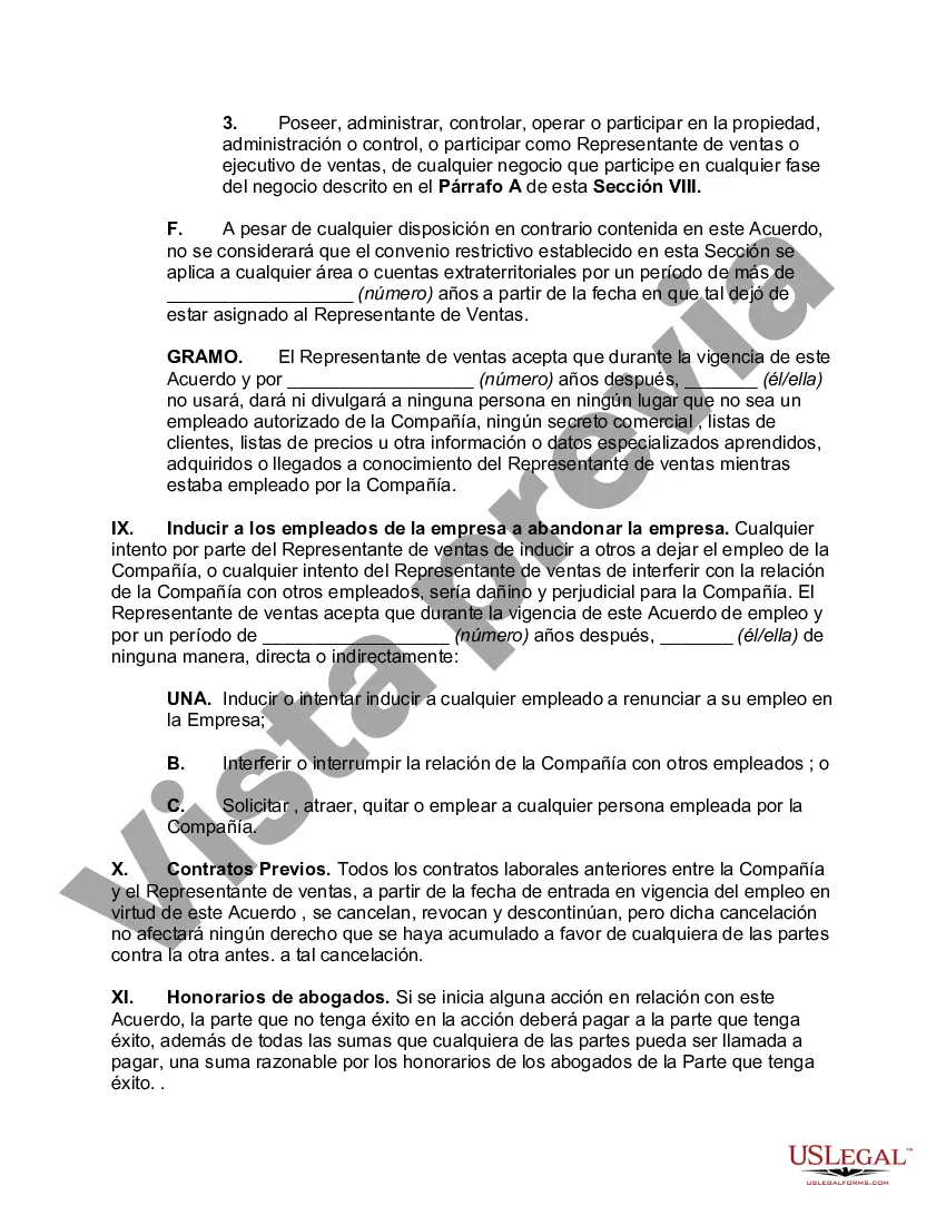 Preview Acuerdo Laboral con Representante de Ventas con Territorio No Exclusivo y Cuentas Extraterritoriales