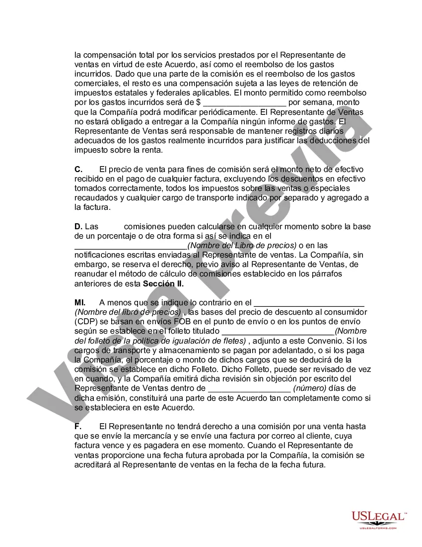 Preview Acuerdo Laboral con Representante de Ventas con Territorio No Exclusivo y Cuentas Extraterritoriales