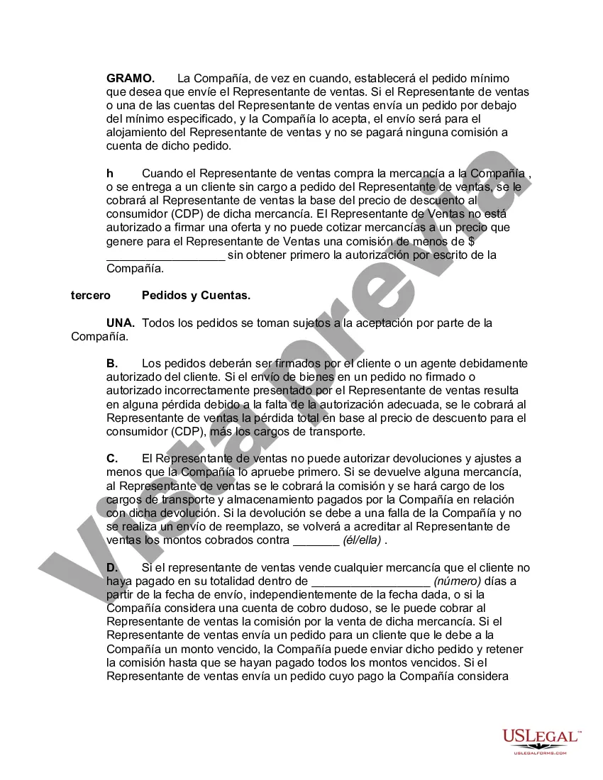 Preview Acuerdo Laboral con Representante de Ventas con Territorio No Exclusivo y Cuentas Extraterritoriales