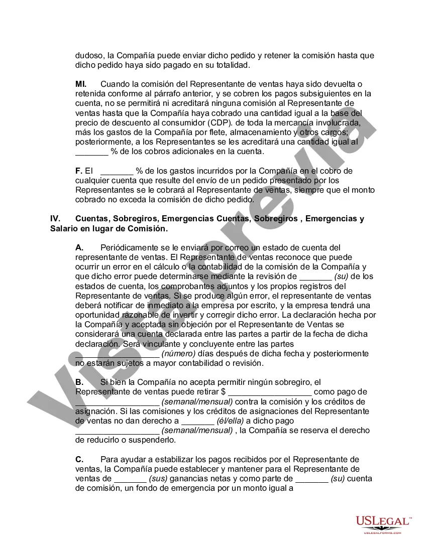 Preview Acuerdo Laboral con Representante de Ventas con Territorio No Exclusivo y Cuentas Extraterritoriales