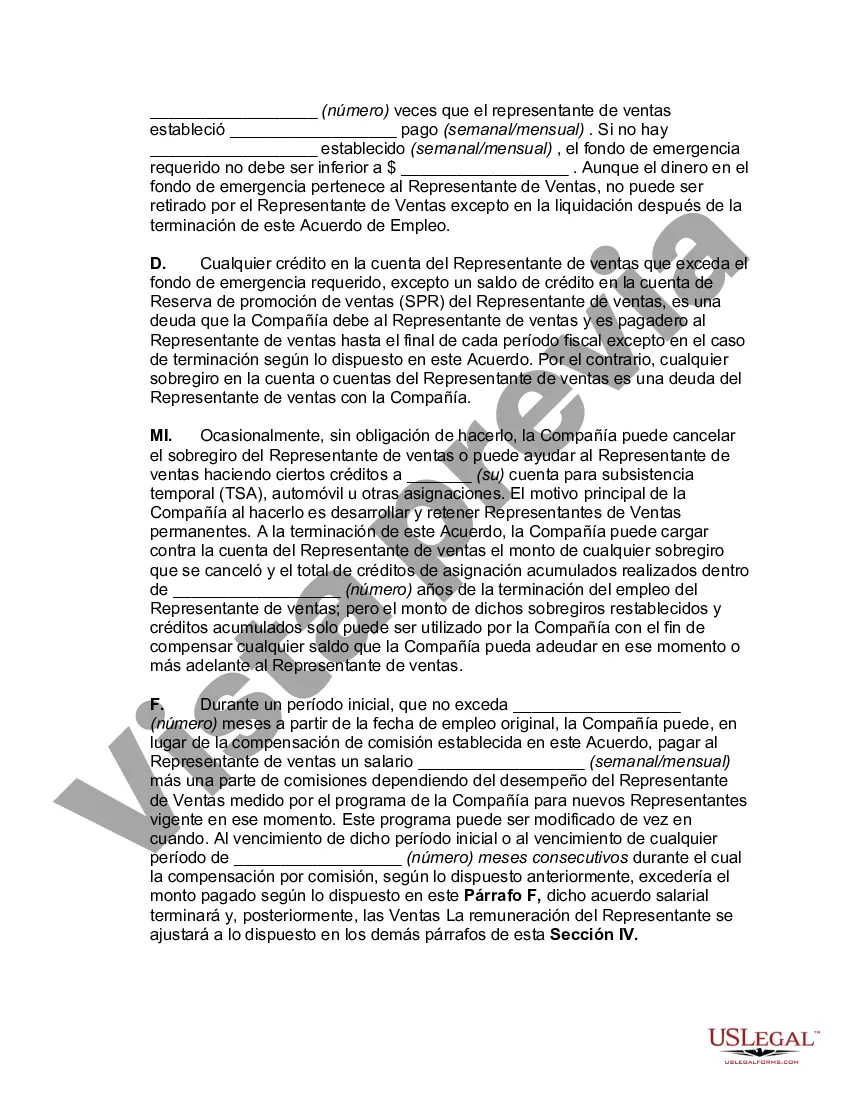 Preview Acuerdo Laboral con Representante de Ventas con Territorio No Exclusivo y Cuentas Extraterritoriales