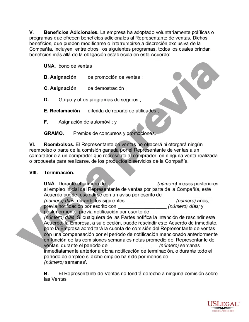 Preview Acuerdo Laboral con Representante de Ventas con Territorio No Exclusivo y Cuentas Extraterritoriales