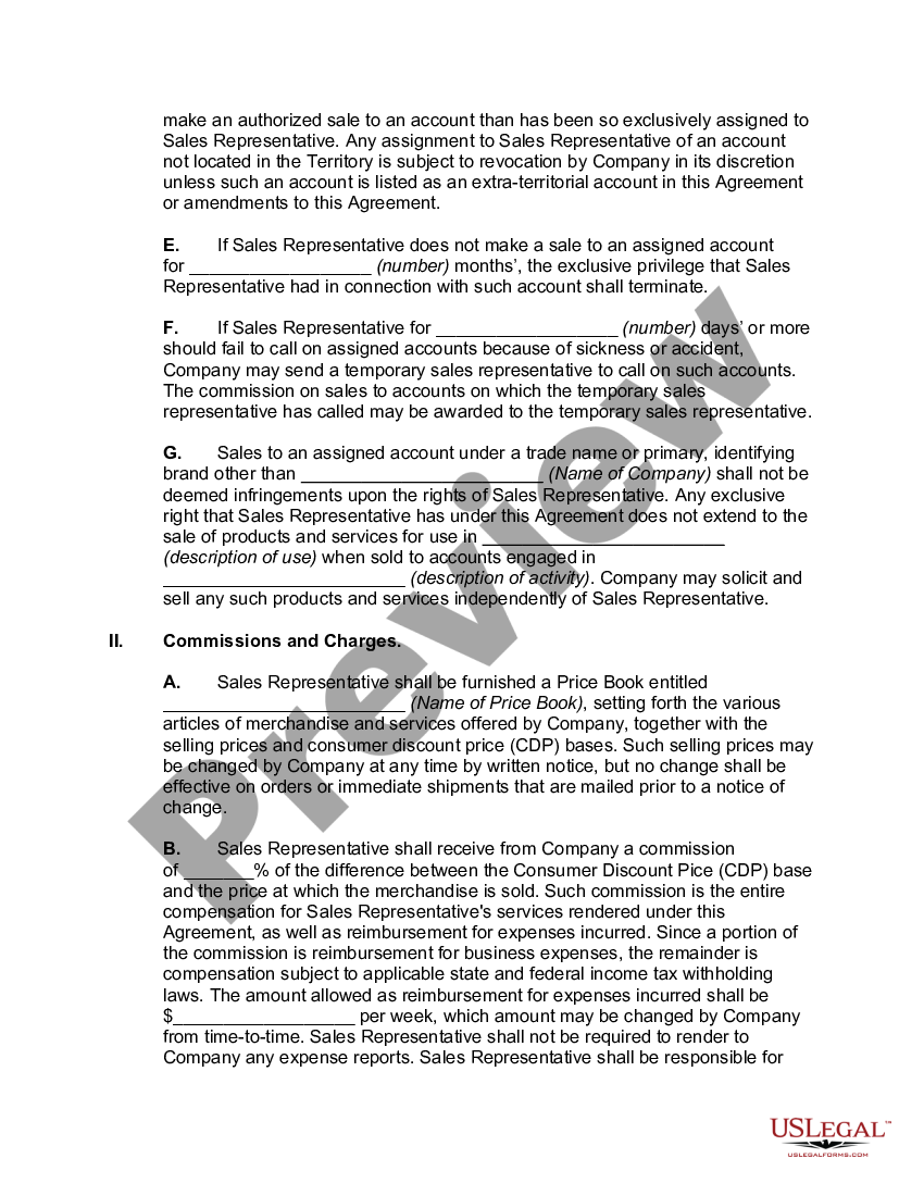 Massachusetts Employment Agreement with a Sales Representative with ...