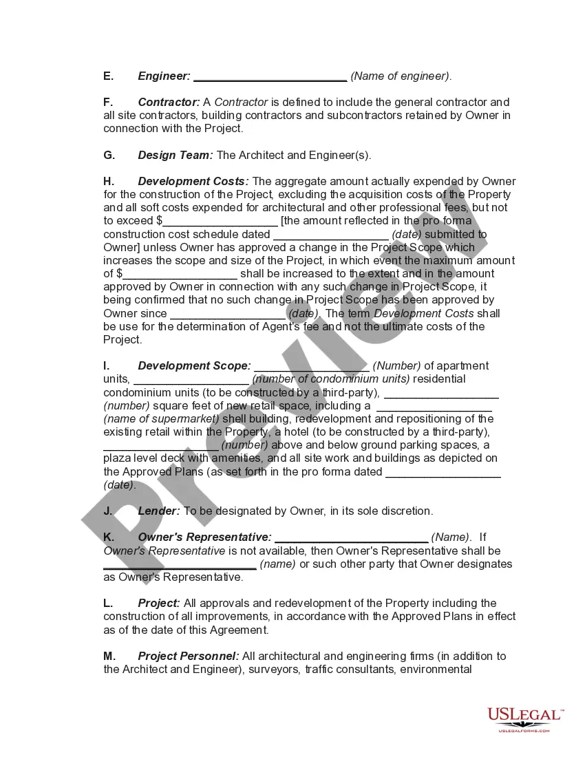 Preview Agency Agreement with Agent for Owner of Real Estate Development Project