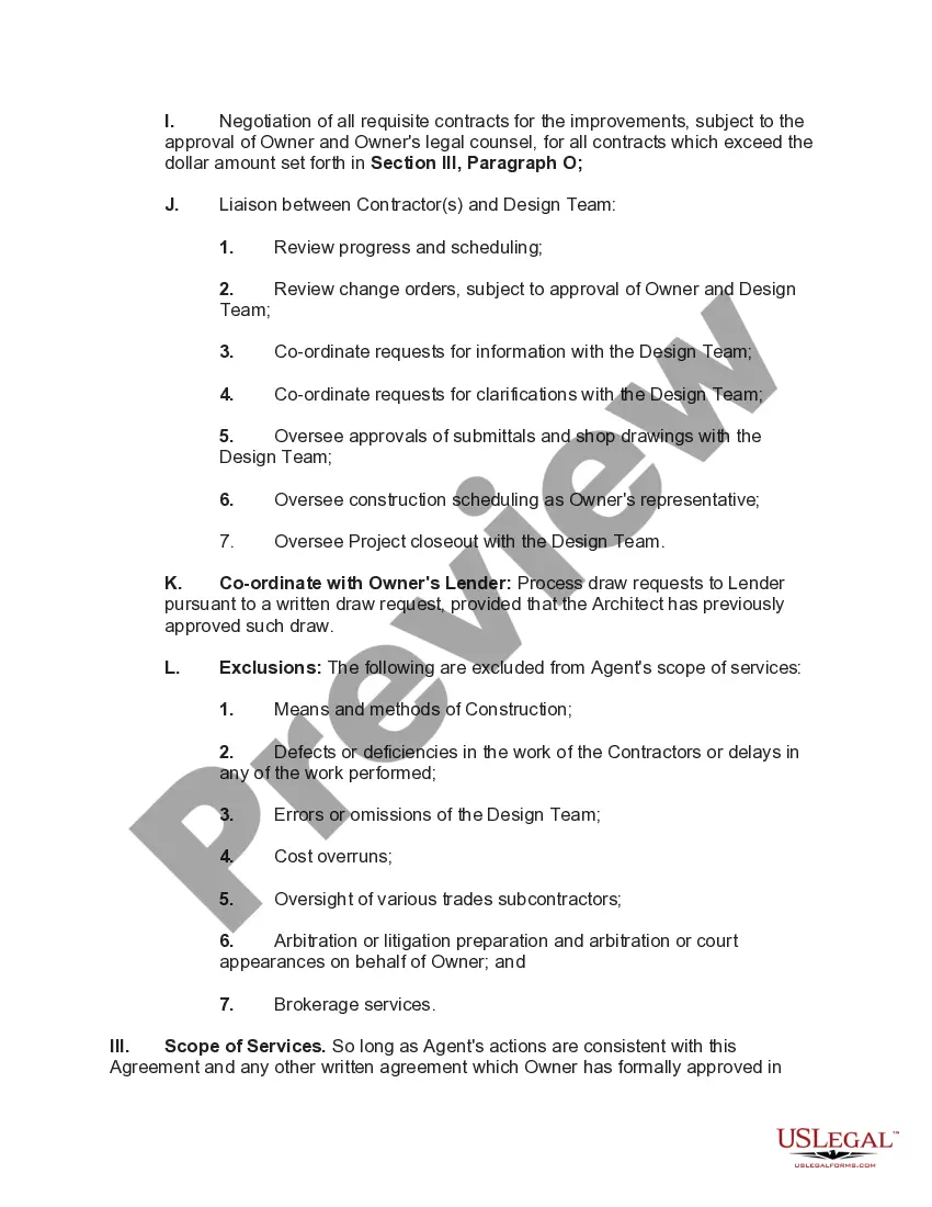 Preview Agency Agreement with Agent for Owner of Real Estate Development Project