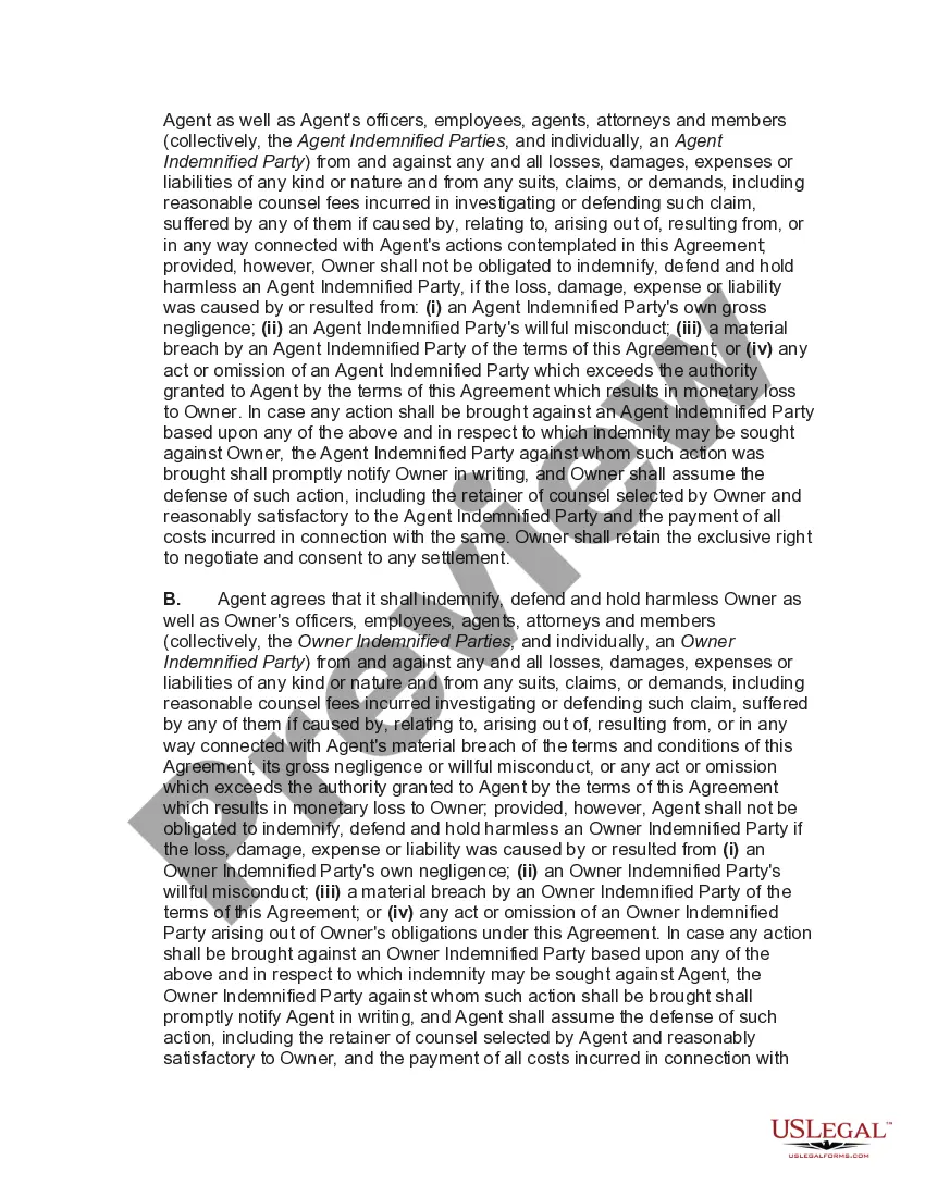 Preview Agency Agreement with Agent for Owner of Real Estate Development Project