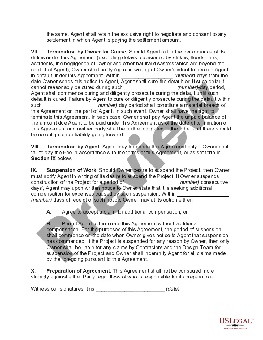 Preview Agency Agreement with Agent for Owner of Real Estate Development Project