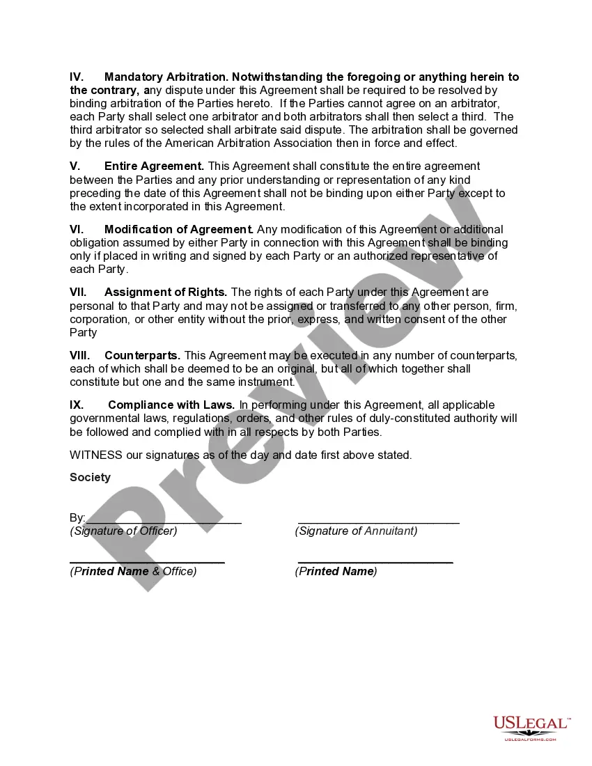 Preview Charitable Gift Annuity