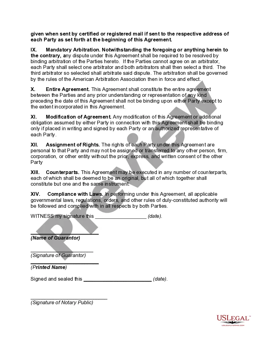 Get Specific Guaranty Preview Specific Guaranty