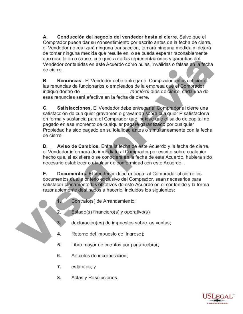 Preview Acuerdo de Venta de Todos los Activos de una Corporación con Asignación del Precio de Compra a Activos Comerciales Tangibles e Intangibles