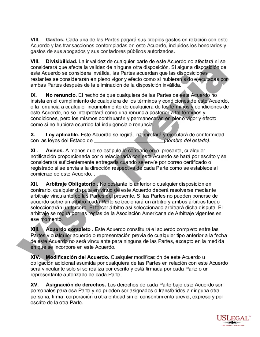 Preview Acuerdo de Venta de Todos los Activos de una Corporación con Asignación del Precio de Compra a Activos Comerciales Tangibles e Intangibles