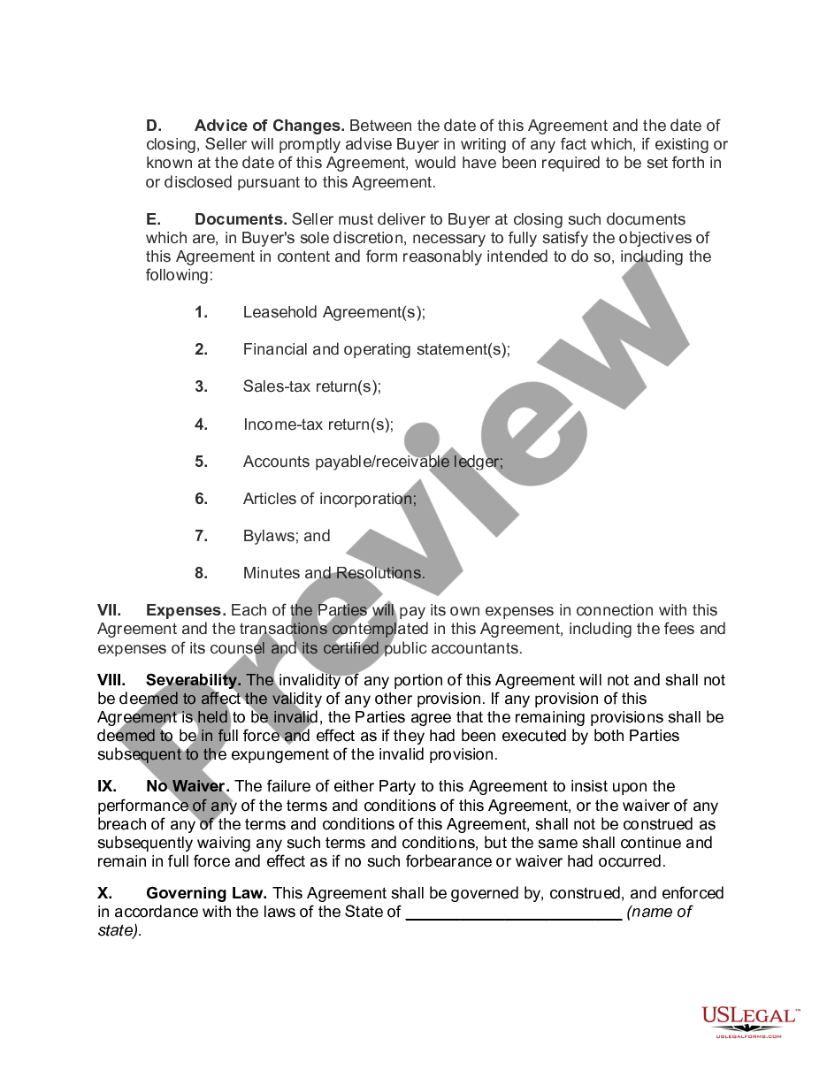 page 4 Agreement for Sale of all Assets of a Corporation with Allocation of Purchase Price to Tangible and Intangible Business Assets preview