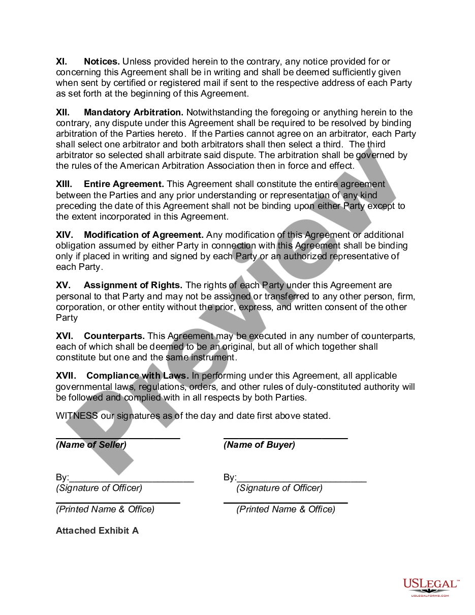 page 5 Agreement for Sale of all Assets of a Corporation with Allocation of Purchase Price to Tangible and Intangible Business Assets preview