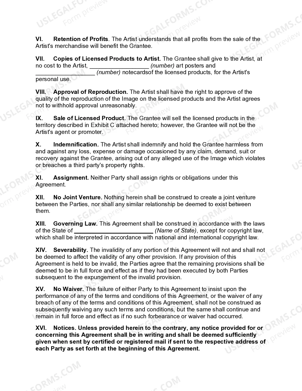 Preview Licensing Agreement to Merchandise Images