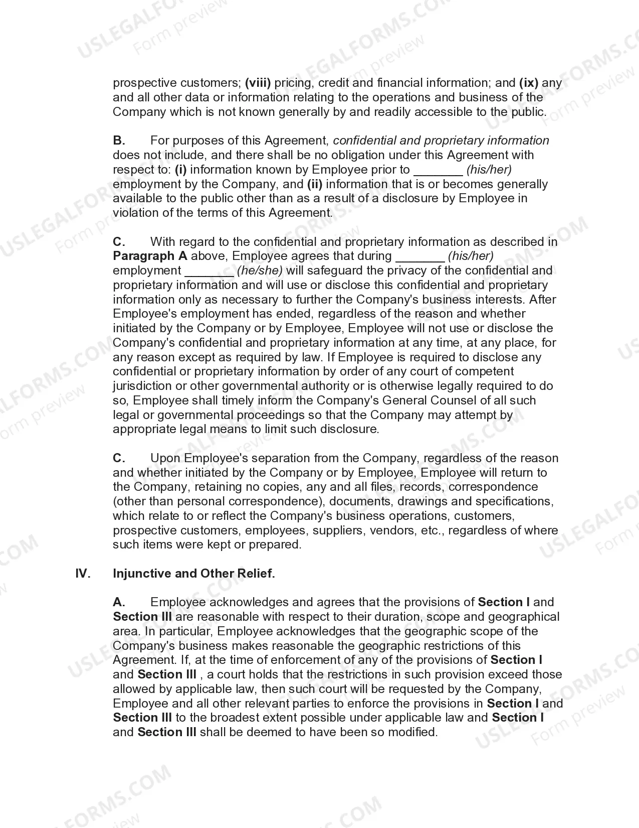 Preview Confidentiality and Noncompetition Agreement between Executive and Corporate Employer for Real Estate Development Business