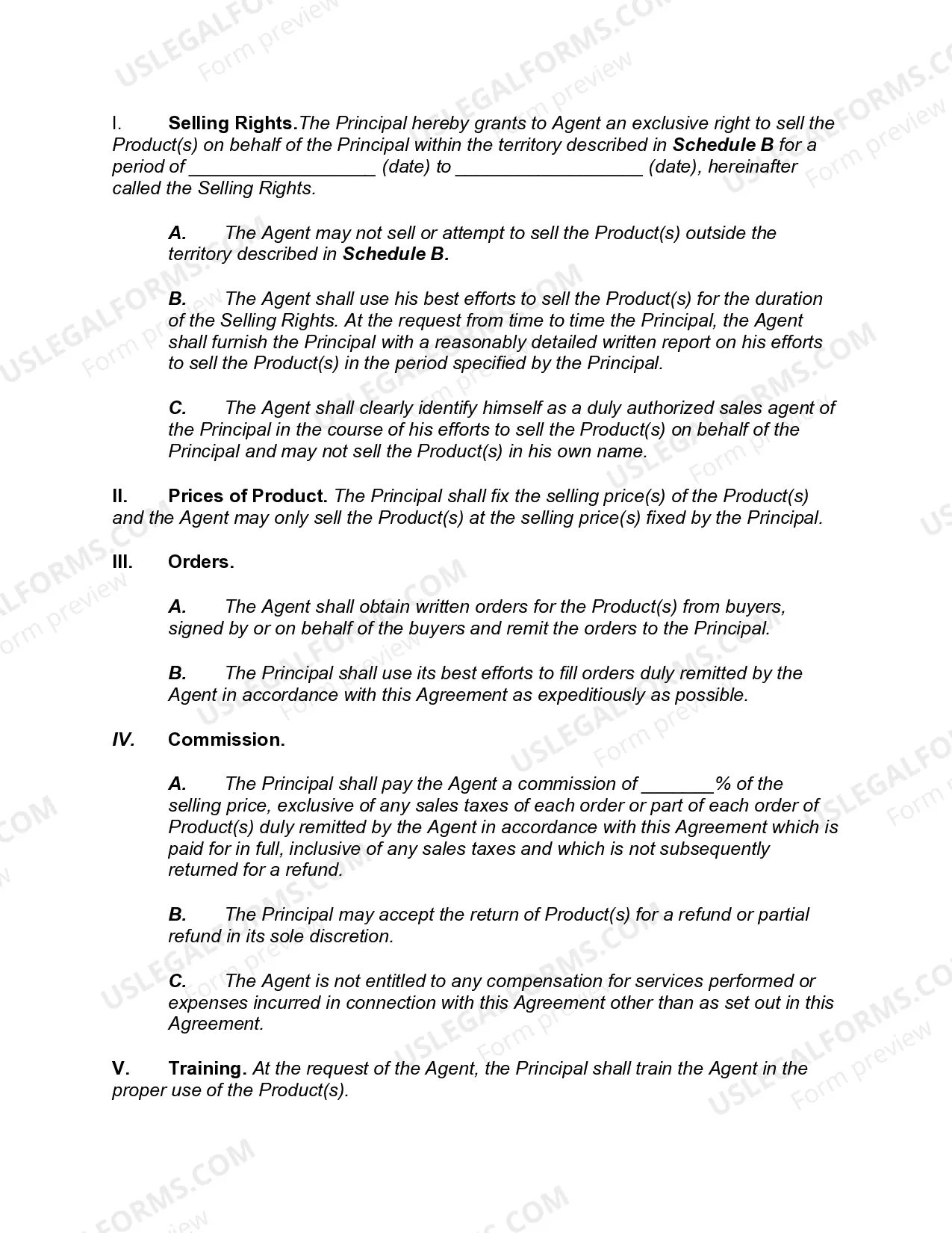 Preview Commission Sales Agreement