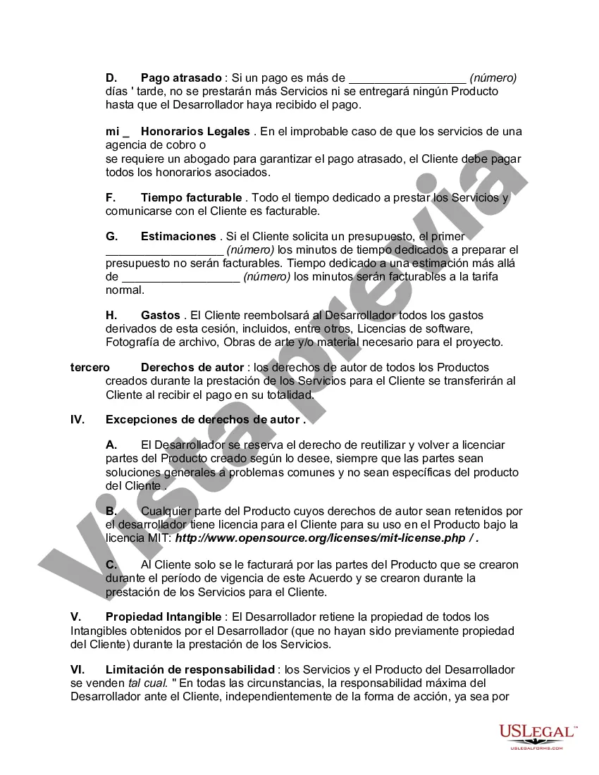 Preview Acuerdo de servicios para el desarrollo