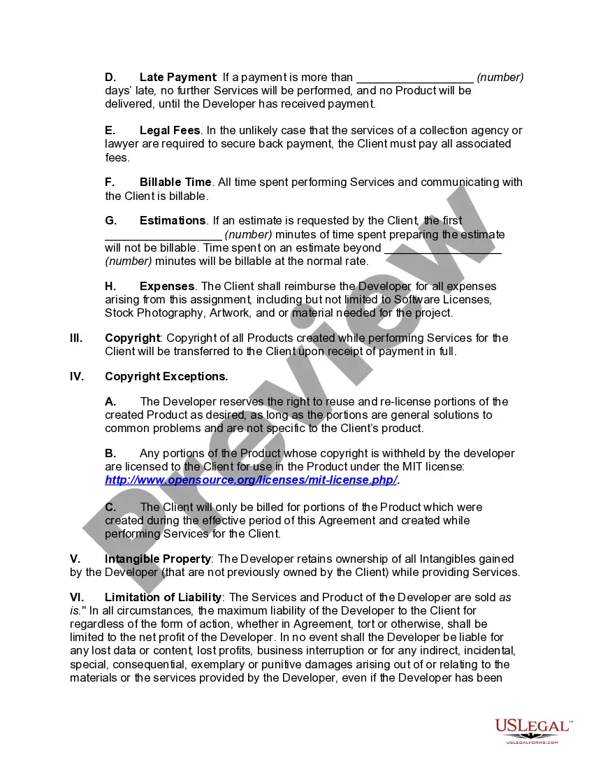 Get Service Agreement for Development Preview Service Agreement for Development