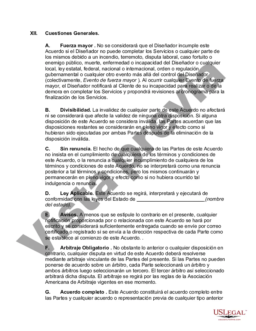 Preview Formulario estándar de acuerdo para servicios de diseño