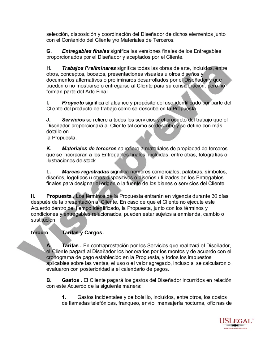 Preview Formulario estándar de acuerdo para servicios de diseño