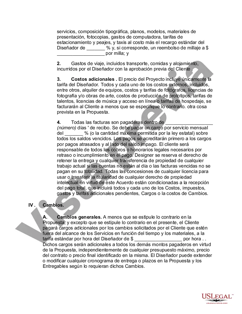 Preview Formulario estándar de acuerdo para servicios de diseño