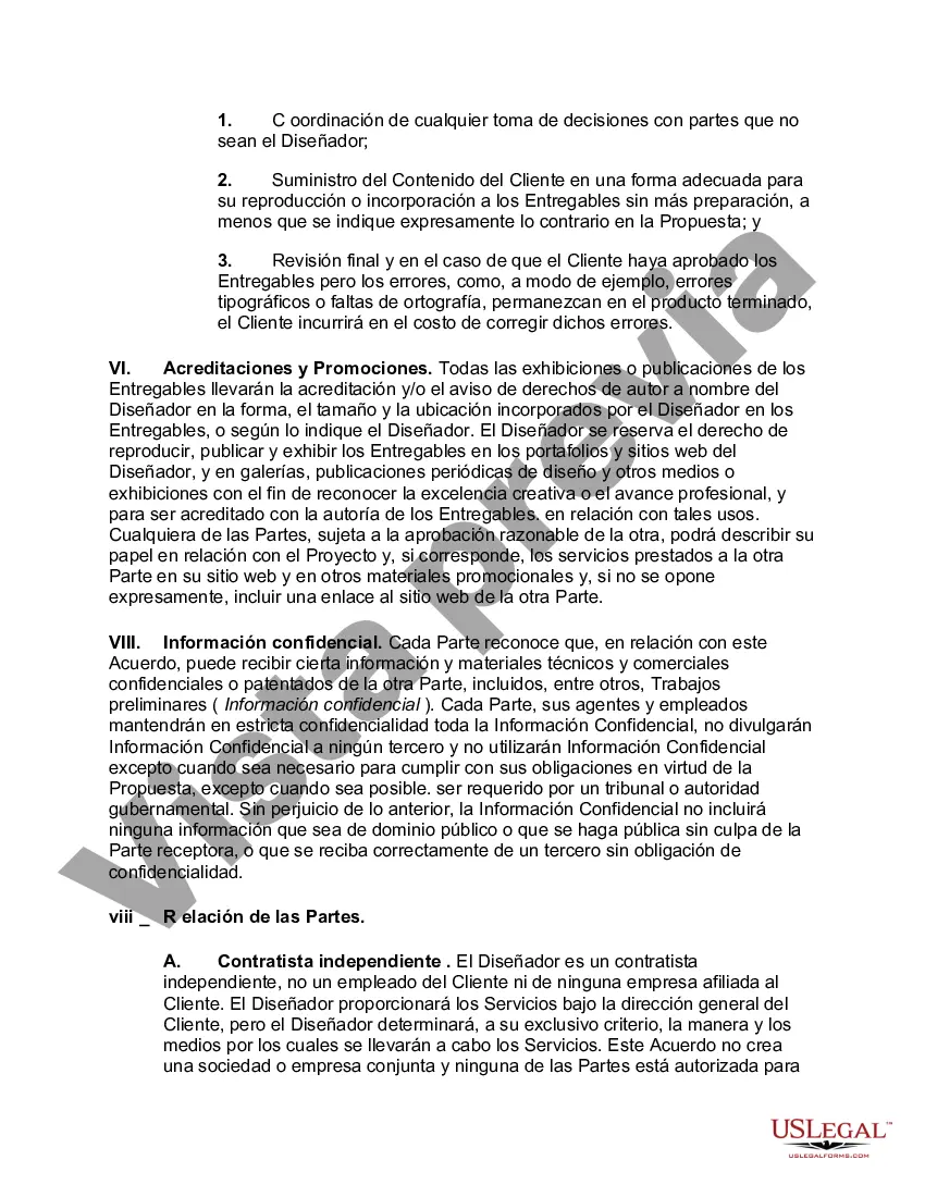Preview Formulario estándar de acuerdo para servicios de diseño