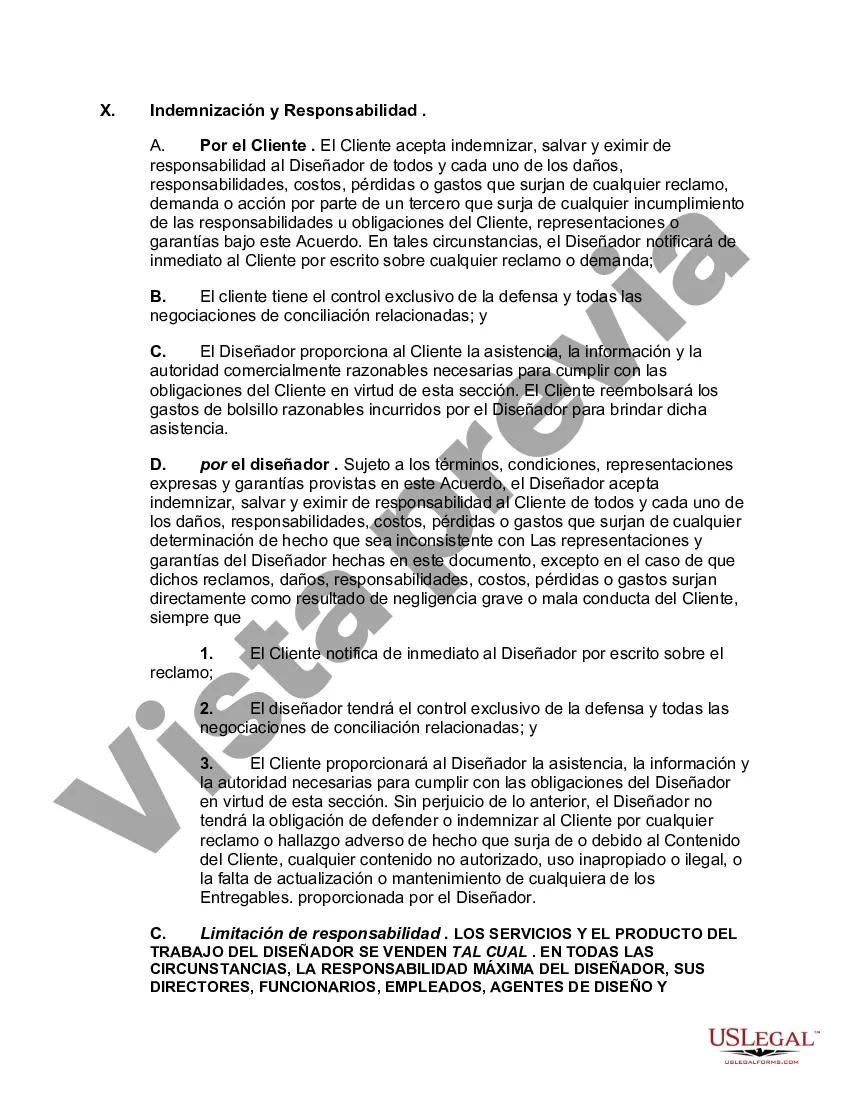 Preview Formulario estándar de acuerdo para servicios de diseño
