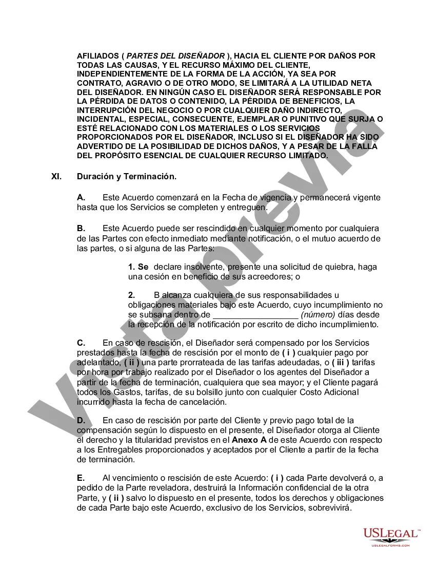 Preview Formulario estándar de acuerdo para servicios de diseño