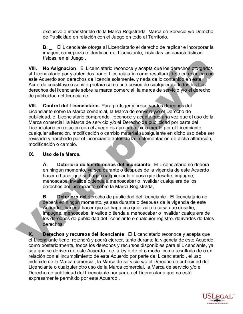 Preview Acuerdo de marca registrada, marca de servicio y derecho de publicidad