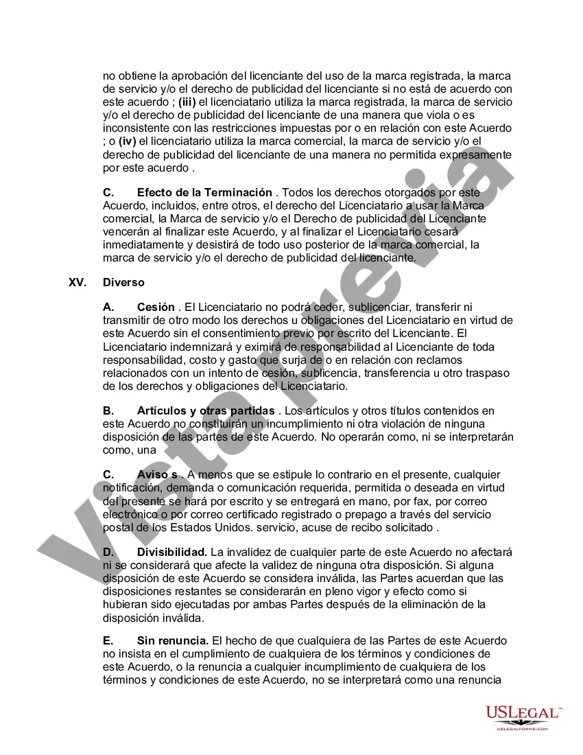 Preview Acuerdo de marca registrada, marca de servicio y derecho de publicidad
